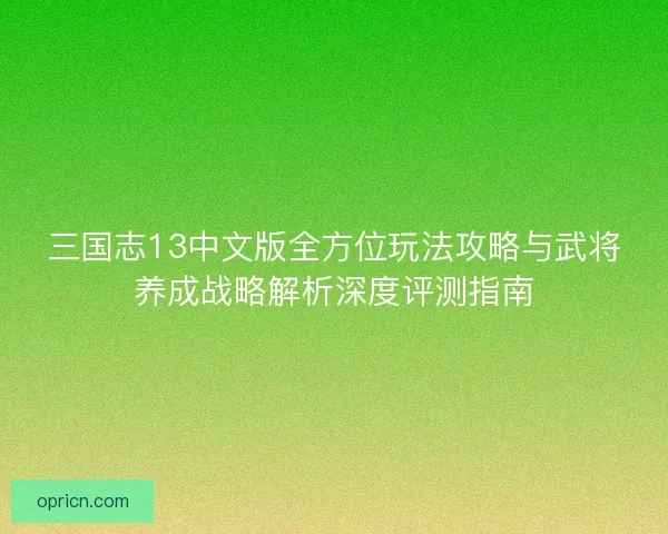 三国志13中文版全方位玩法攻略与武将养成战略解析深度评测指南