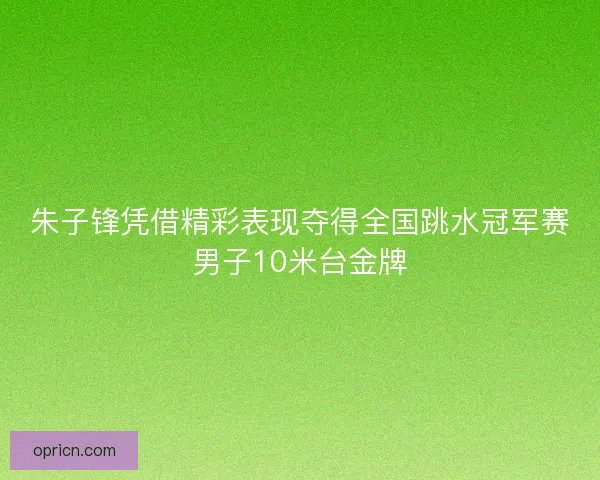 朱子锋凭借精彩表现夺得全国跳水冠军赛男子10米台金牌